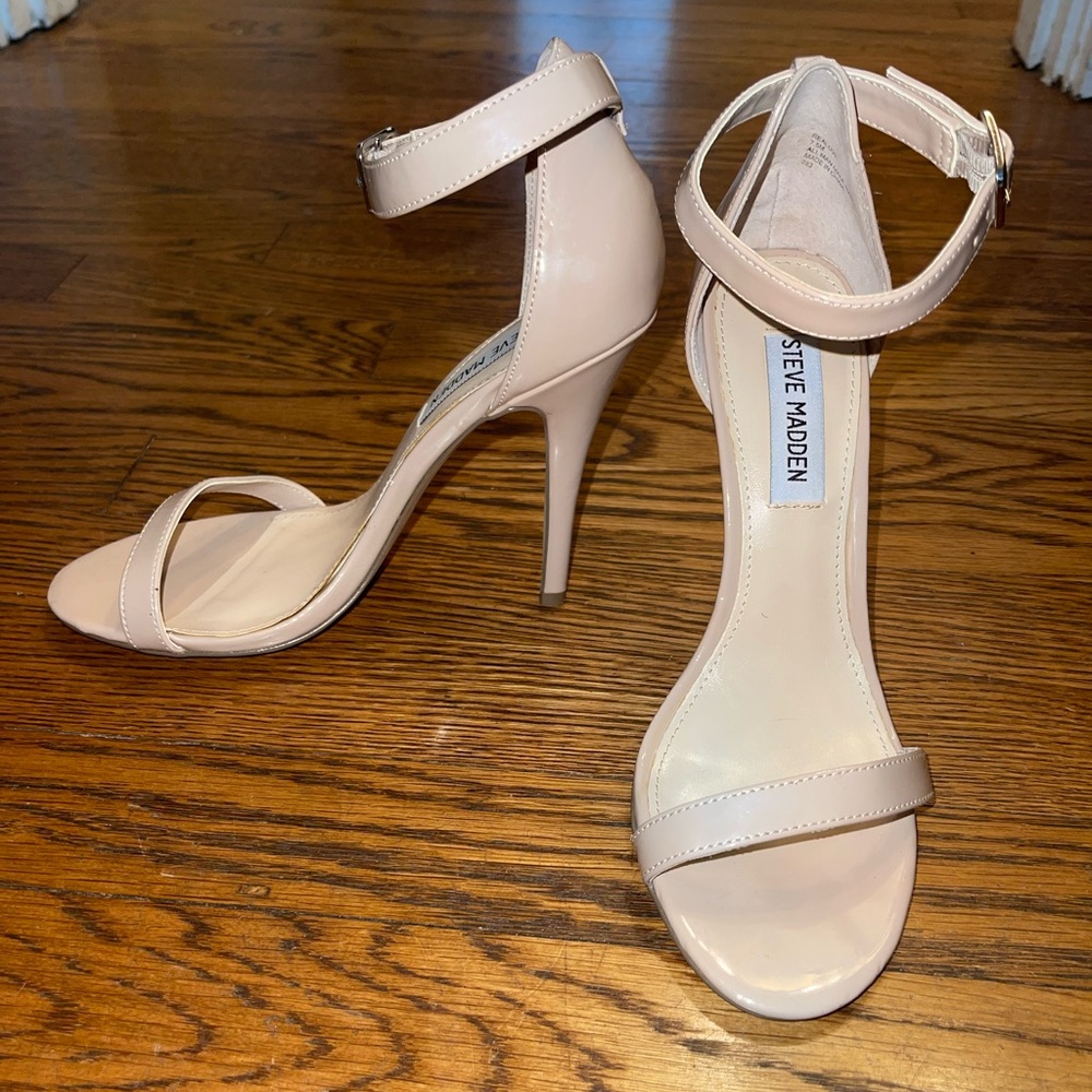 GENTLY used Steve Madden Blush/Nude Ankle Strap Stillettos Sz 7.5